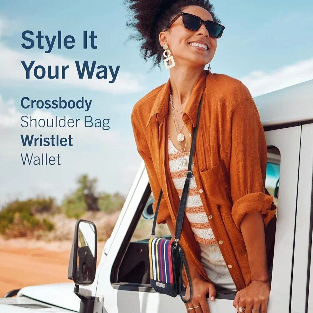 Vegan Leather Crossbody Bag Women RFID Wallet Phone Holder Travel Purse
